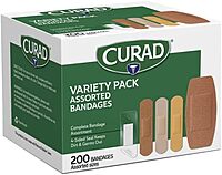 CURAD Assorted Adhesive Bandages, 4-Sided Seal, Variety Pack, 200 Count, 1 Pack