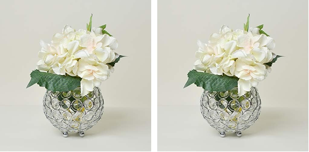 Elegant Designs Elipse Crystal Circular Bowl Candle Holder, Flower Vase, Wedding Centerpiece, Favor