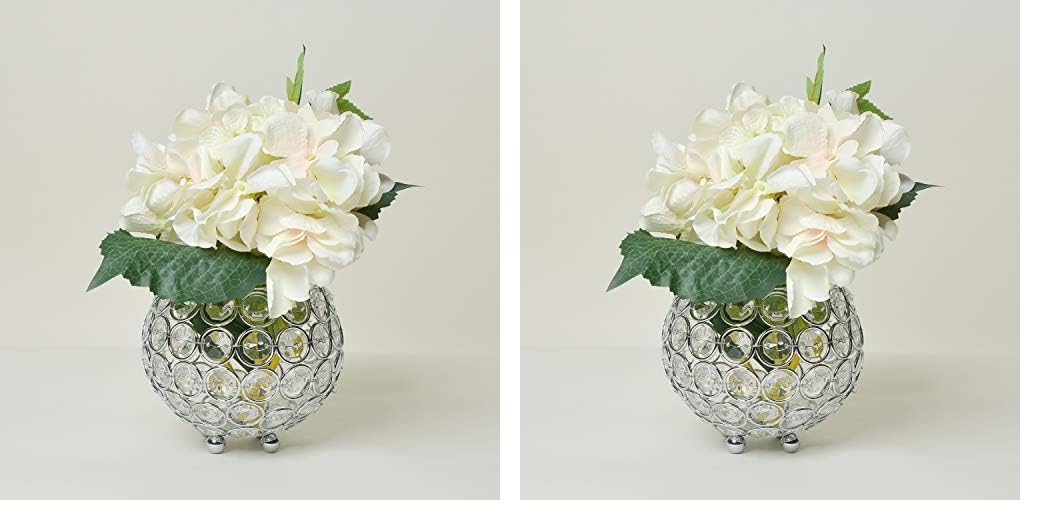 Elegant Designs Elipse Crystal Circular Bowl Candle Holder, Flower Vase, Wedding Centerpiece, Favor