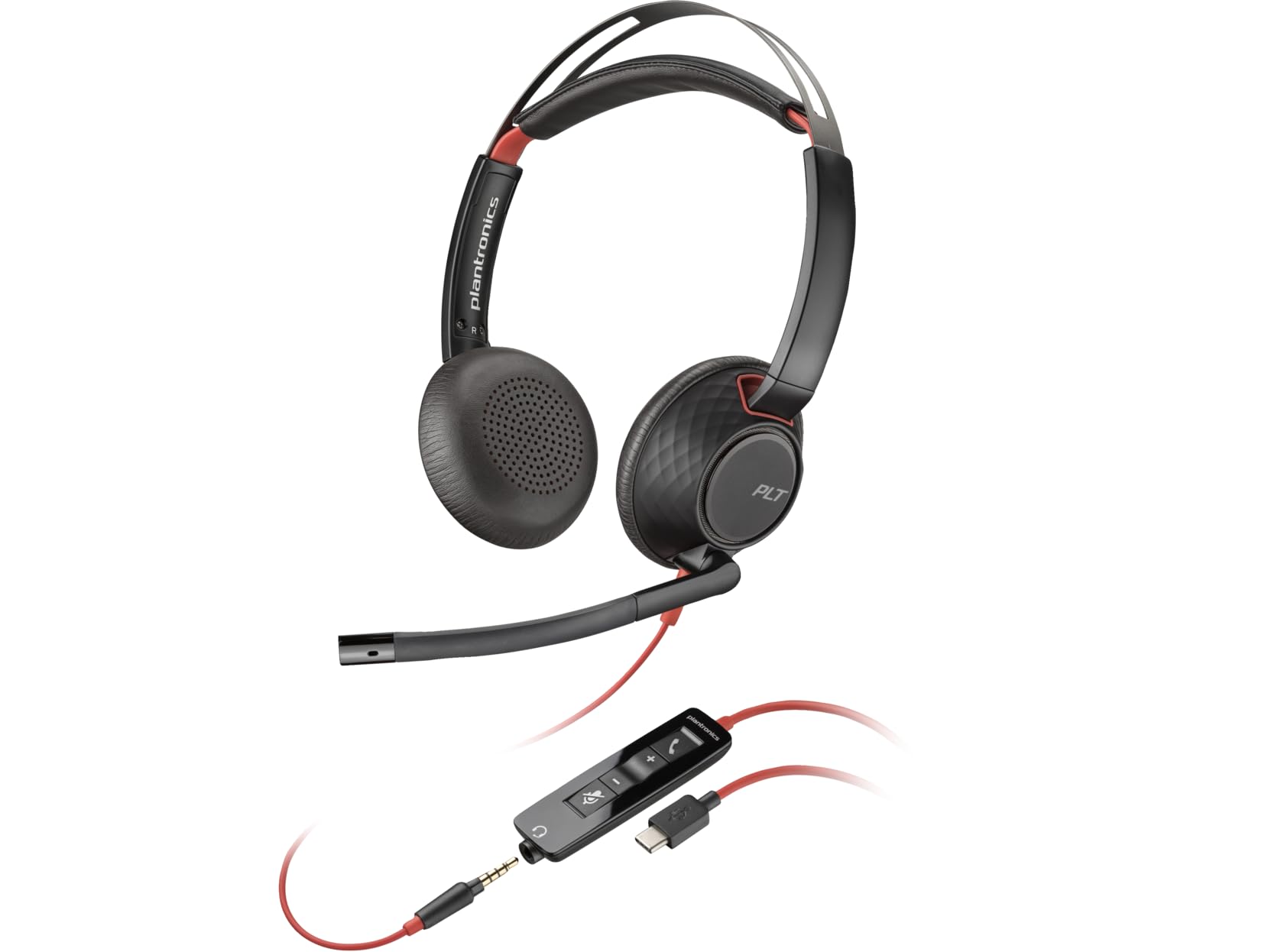 Poly Blackwire 5220 Stereo USB-C Headset + 3.5mm Plug + USB-C/A Adapter - Microsoft Teams Certification - 8X231AA