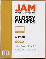 JAM PAPER Laminated Two-Pocket Glossy Presentation Folders - Letter Size