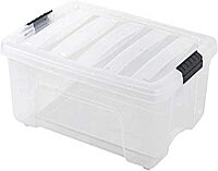 IRIS 12 Quart Stack & Pull Box, Clear, Clear/Black Buckle (100300)