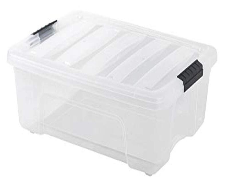 IRIS 12 Quart Stack & Pull Box, Clear, Clear/Black Buckle (100300)