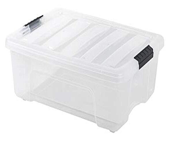 IRIS 12 Quart Stack & Pull Box, Clear, Clear/Black Buckle (100300)