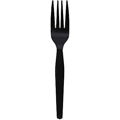 Genuine Joe Heavy Weight Plastic Fork, Black, 1000 Count