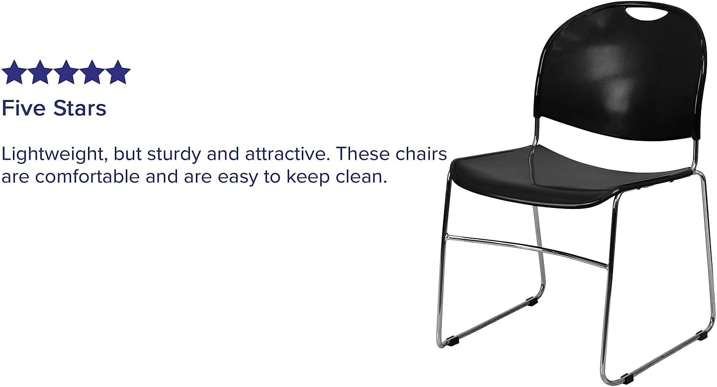 FLASH FURNITURE HERCULES Series 880 lb. Capacity Ultra-Compact Sled Base Stack Chair