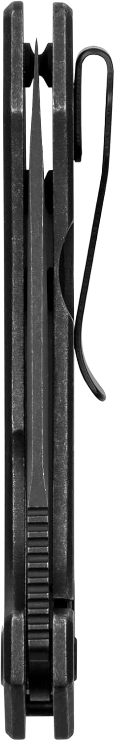 Kershaw Radar Folding Pocket Knife, 2.9 inch BlackWash Finish Blade, Black Handle, Pocketclip