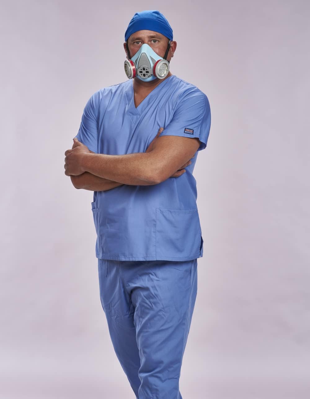 MSA Advantage 900 Elastomeric Half-Mask Respirator - Filters Exhaled Breath, Rear Clasp and Drop-Down Head Harness. Large