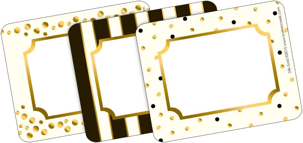 Barker Creek Name Badges & Self-Adhesive Labels, Gold, Multi-Purpose Name Tags, Gift Tags, Labels, and More! 3.5" x 2.75"