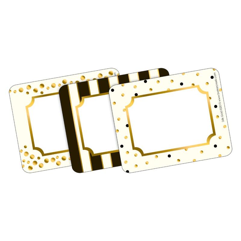 Barker Creek Name Badges & Self-Adhesive Labels, Gold, Multi-Purpose Name Tags, Gift Tags, Labels, and More! 3.5" x 2.75", 45 per Pkg (1532)