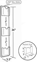 Azar Displays 252065 5.5" W X 26" H Vertical Three-Pocket Wall Mount Brochure Holder (2 Pack)