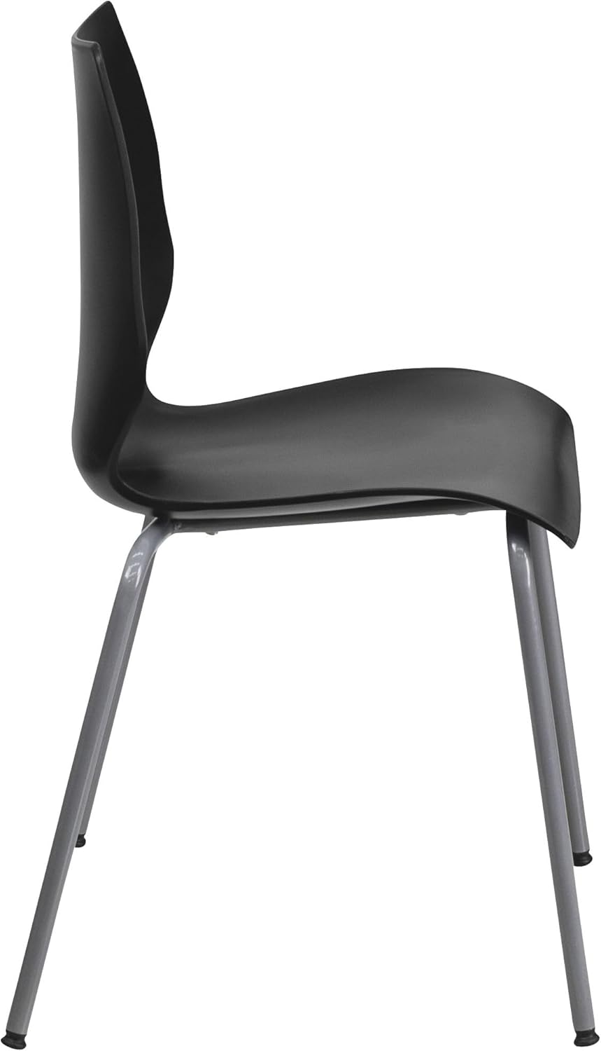 Flash Furniture HERCULES Series 770 lb Capacity Stack Chair with Lumbar Support and Silver Frame