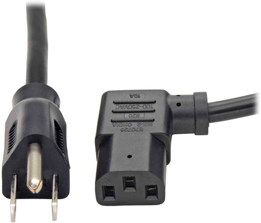 Tripp Lite Standard Computer Power Cord 10A,18AWG (NEMA 5-15P to Left Angle IEC-320-C13) 6-ft.(P006-006-13LA)
