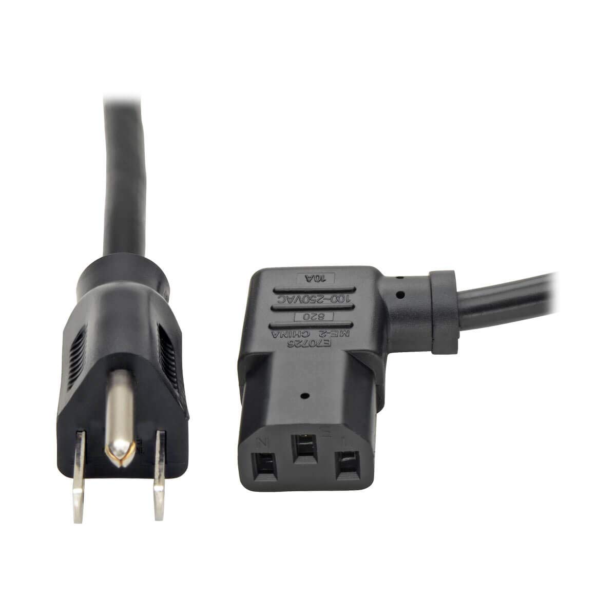 Tripp Lite Standard Computer Power Cord 10A,18AWG (NEMA 5-15P to Left Angle IEC-320-C13) 6-ft.(P006-006-13LA)