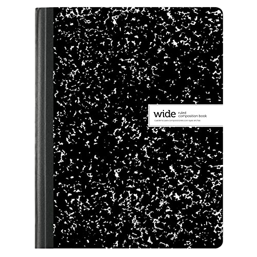 Office Depot® Brand Composition Books, 7-1/2" x 9-3/4", Wide Ruled, 100 Sheets, Black/White, Pack Of 12 Notebooks