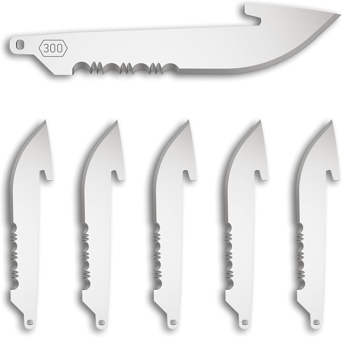 OUTDOOR EDGE 3.0" Drop-Point with Serrations Blade Pack (Black, 6 Blades), Compatibility Blade Code 300 Stainless Drop Point Serrated 6-Pack