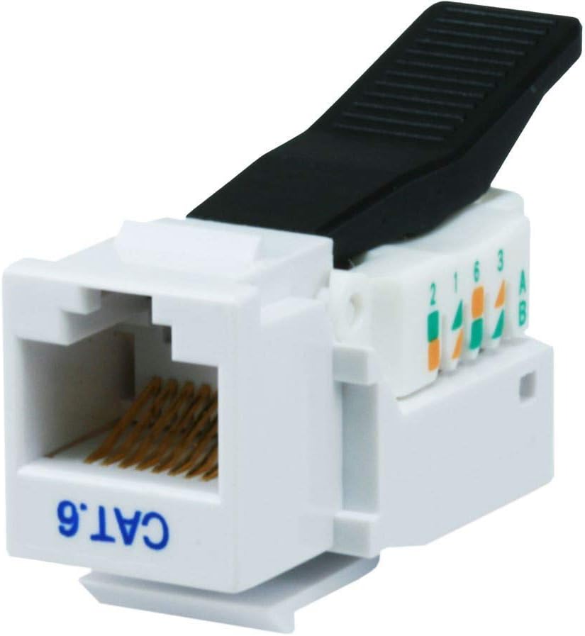 Monoprice Cat6 RJ45 Toolless Keystone Jack - For 22-24AWG Solid Wire, For Use With Wall Plate or Ethernet Panel