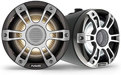 Fusion Garmin Signature Series 3i Marine Wake Tower Speakers, 6.5" 230-watt CRGBW Sports Black Marine Wake Tower Speakers