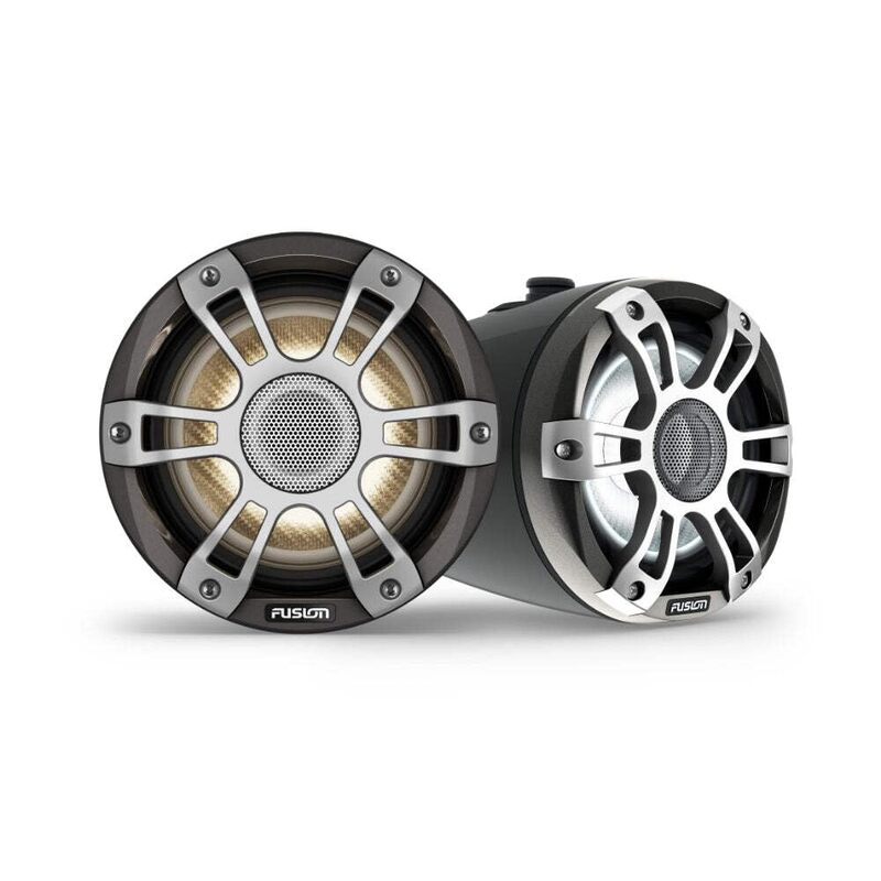 Fusion Garmin Signature Series 3i Marine Wake Tower Speakers, 6.5" 230-watt CRGBW Sports Black Marine Wake Tower Speakers