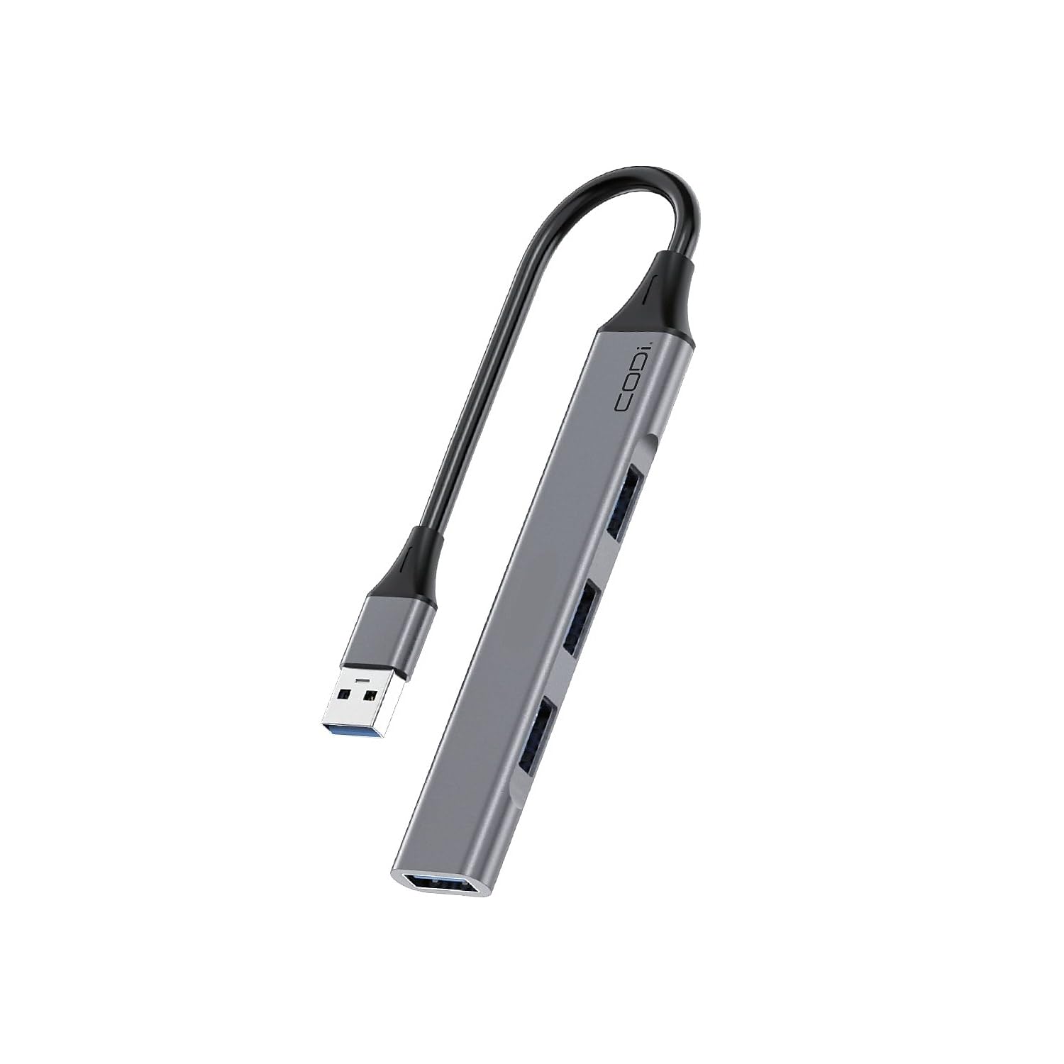 CODi USB-A 4-Port Hub - for Computer - USB Type A - 4 x USB Ports - 1 x USB 2.0 - 2 x USB 3.0 - Gray - Wired