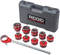RIDGID, 36505, Exposed Ratchet Threader Set, 1/8 to 2 in,Silver/Red,Small