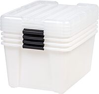 IRIS USA 45 Quart Plastic Storage Container Bin with Latching Lid, Pearl, 4 Pack