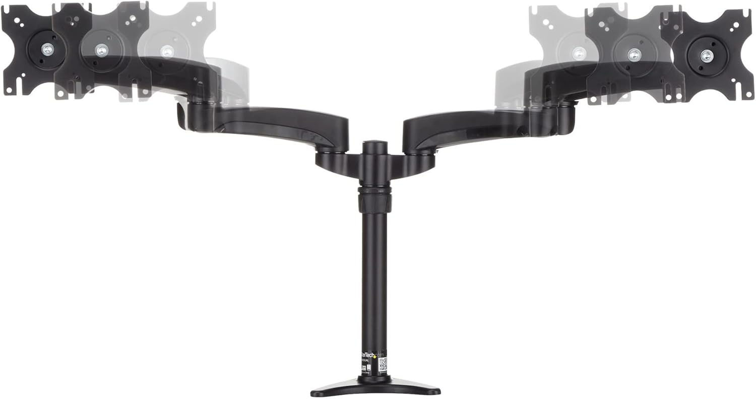 StarTech.com Desk Mount Dual Monitor Arm - Articulating - Supports Monitors 12'' to 24" (29.9lb/13.6kg)