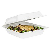 Karat Earth KE-BHC99-1C 9" x 9" Bagasse Hinged Clamshell Container (Pack of 200)