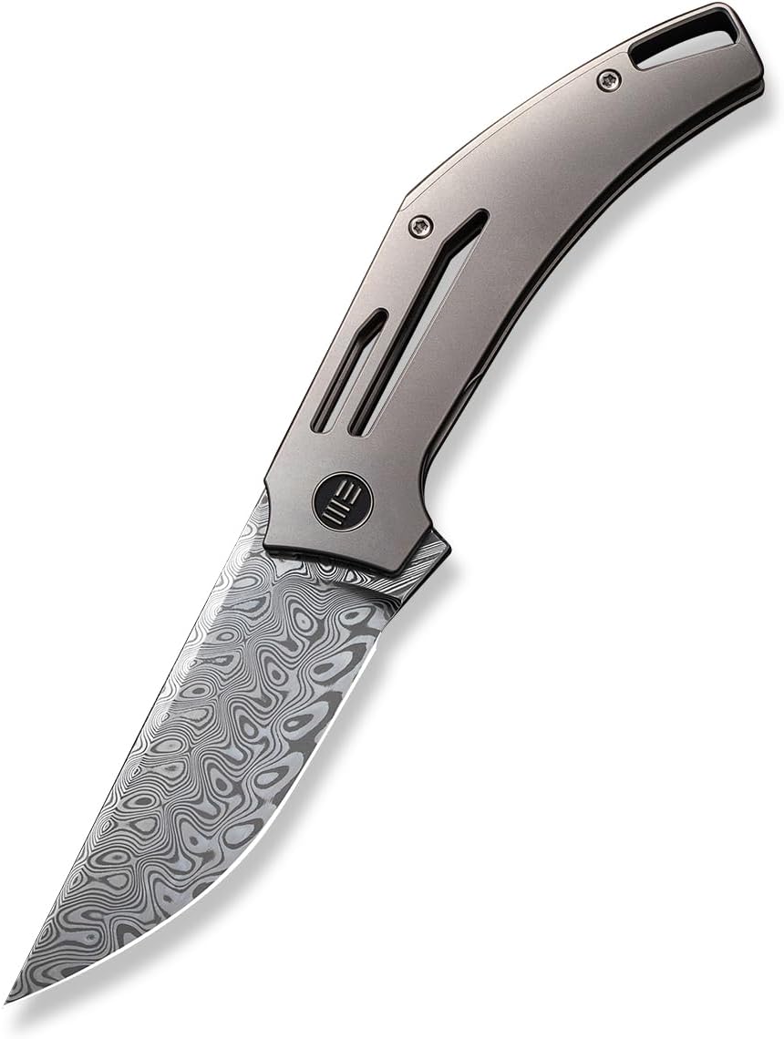 WE Knives Speedliner 22045C-DS1 Frame Lock Gray Titanium Hakkapella Damasteel Pocket Knife