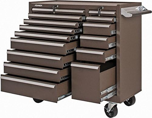 Kennedy Manufacturing 315XB 39" 15-Drawer Industrial Double-Bank Rolling Tool Cart with Cabinet and Chest, Brown