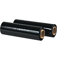 Blown Hand Stretch Film, 80 Gauge, 1500' Length, Opaque Black, Pack of 4