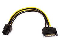 Monoprice SATA Cable - 0.67 Feet - Black | SATA 15pin to 6pin PCI Express Card Power Cable, Black