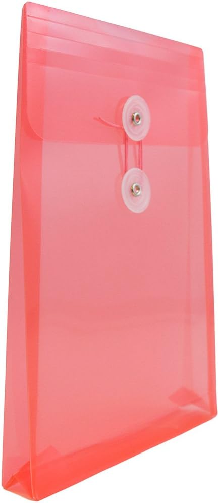 JAM PAPER Open-End Plastic Envelopes, Button & String