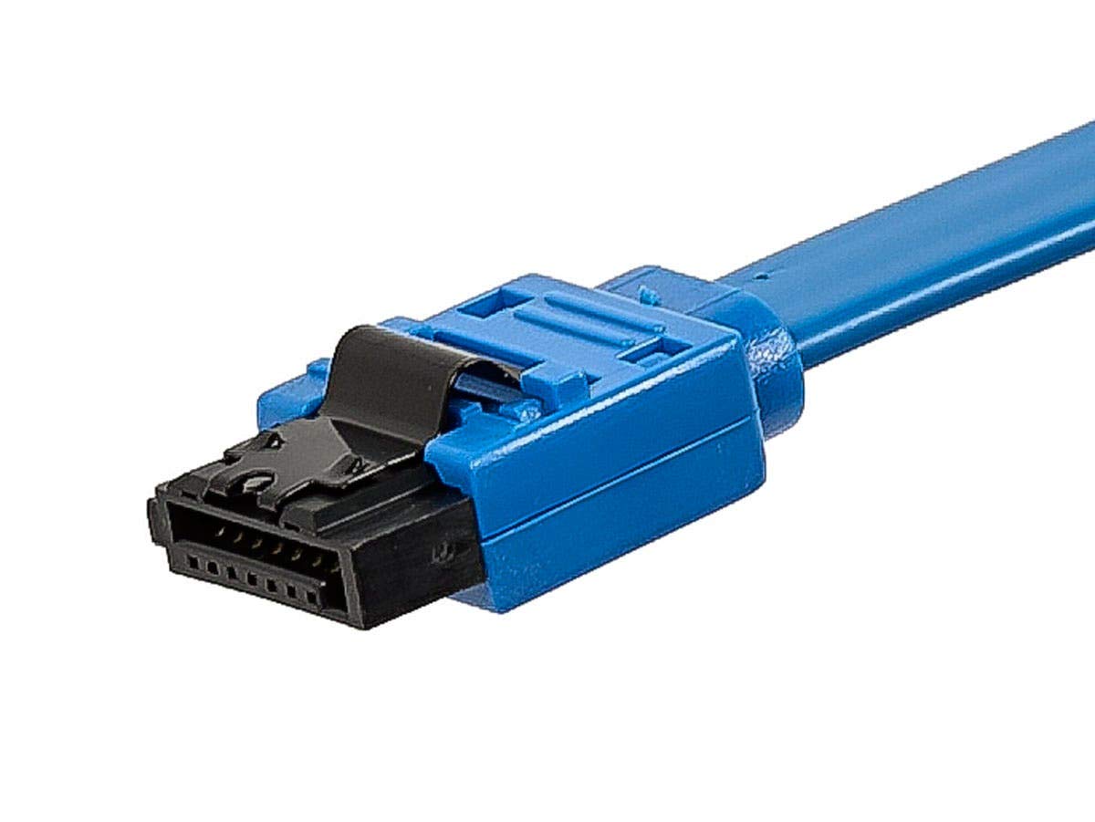 Monoprice SATA III 6.0 Gbps Cable - With Locking Latch, 90-Degree Plug, 1.5 Feet, Blue Blue 18in 1 Pack