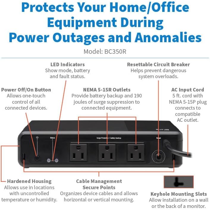 TRIPP LITE BC Series Desktop UPS - Battery Backup & Surge Protector