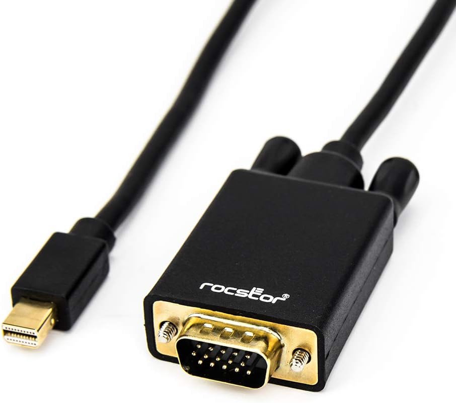 Rocbolt 6ft Mini Displayport to Vga M/m Hd-15 Male Cable Gold Plated