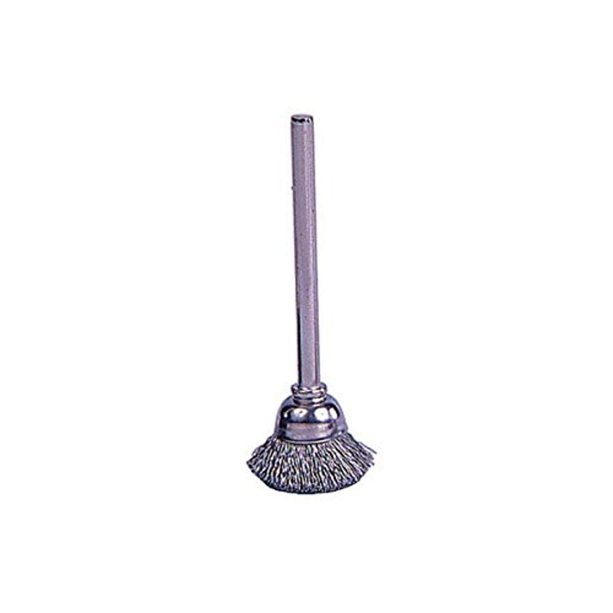 Weiler 804-26076 26076 Stem Mounted Miniature Crimped Wire Cup Brush, 0.005" Stainless Steel, 37000 rpm, 5/8"