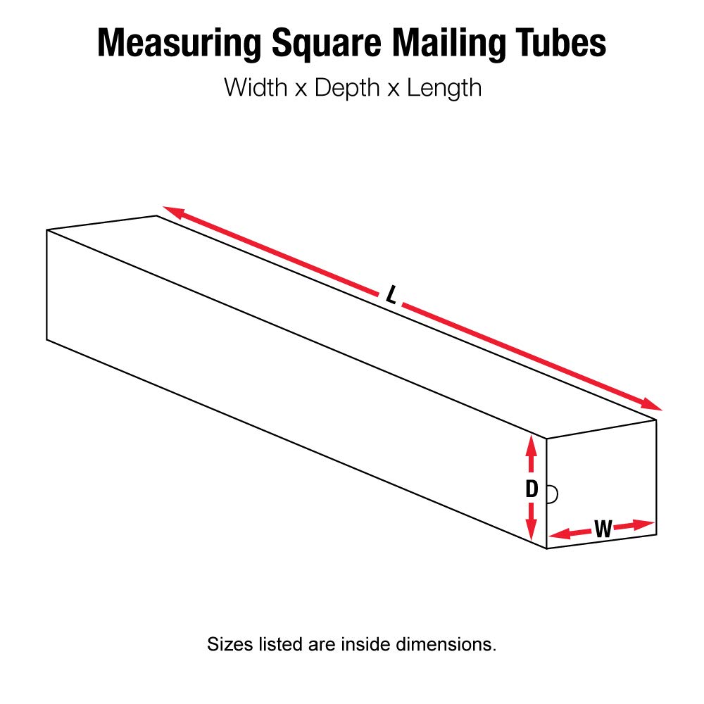 Aviditi Square Corrugated Cardboard Mailing Tubes, 2" x 2" x 37", White, Pack of 50, for Shipping, Storing, Mailing