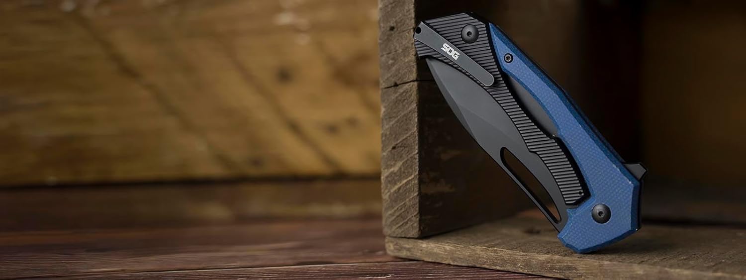 SOG Bulwark Folding Knife, D2 Steel PVD Finish, Micarta Handle