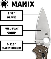 Spyderco C101MPCW2 Manix 2 Brown Canvas with Micarta Handle - CPM CRU-WEAR Steel Blade, PlainEdge, Full-Flat Grind