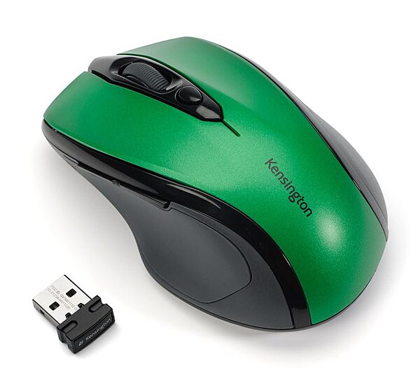 Kensington Pro Fit Mid-Size Wireless Mouse, Emerald Green, 2.4 GHz, Right-Handed