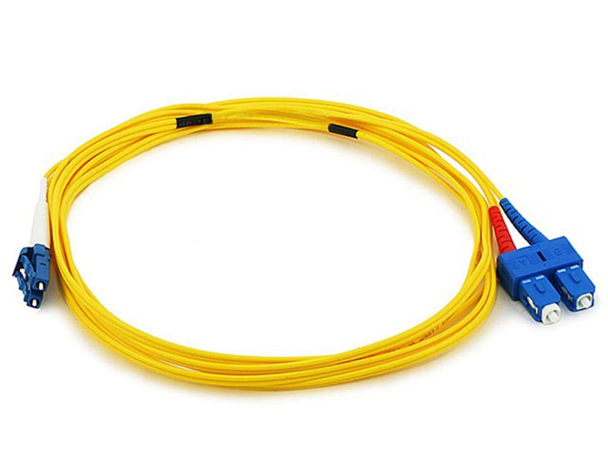 Monoprice Single-Mode Duplex Fiber Optic Cable LC to SC, 9/125 Corning, OFNR