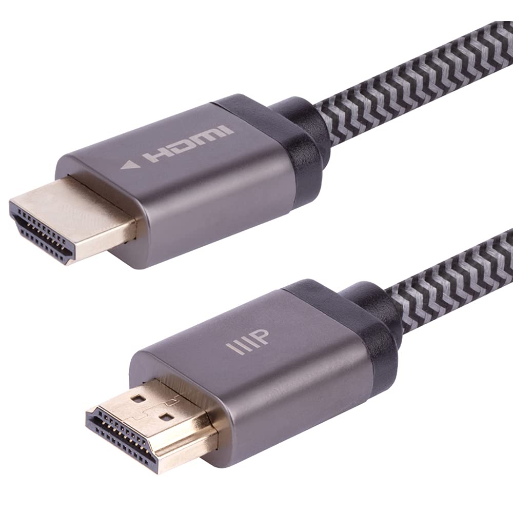 Monoprice 8K Certified Braided Ultra High Speed HDMI Cable - HDMI 2.1, 48Gbps, CL2 In-Wall Rated
