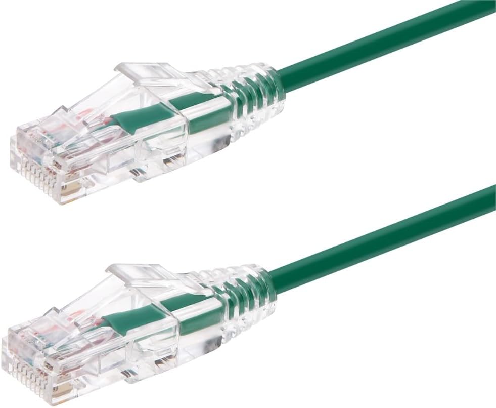 Monoprice Cat6 Ethernet Patch Cable - Snagless, Stranded, 550MHz, UTP, CMR Rated, 28AWG, 3 Feet, Green - SlimRun Series