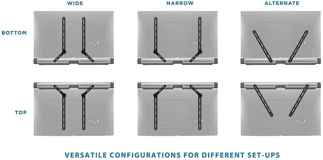 Monoprice Universal Soundbar Bracket with Adjustable Arms, Fits Displays 23in to 65in, Soundbars Up to 33lbs, Black, 139489