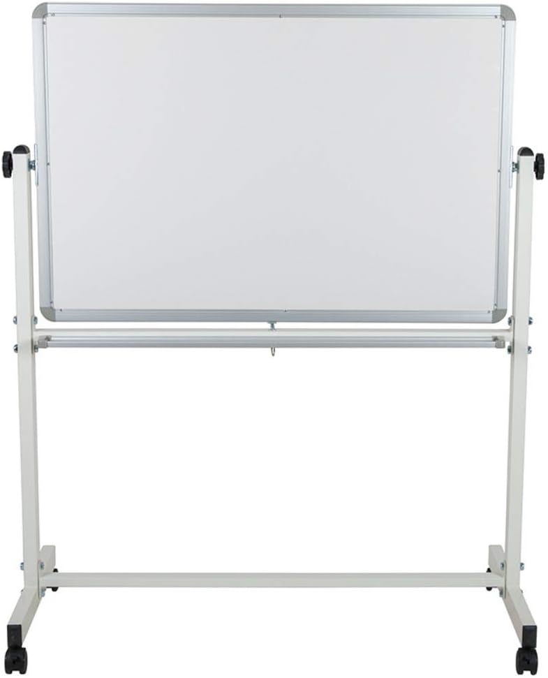 Flash Furniture HERCULES Series Double-Sided Mobile White Board With Pen Tray, 64-3/4inH x 64-1/4inW x 20inD, White