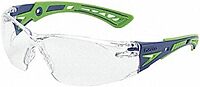 Bollé Safety 40256, Rush+ Safety Glasses Platinum®,Blue & Green Frame, Clear Lenses