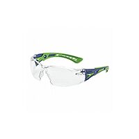 Bollé Safety 40256, Rush+ Safety Glasses Platinum®,Blue & Green Frame, Clear Lenses