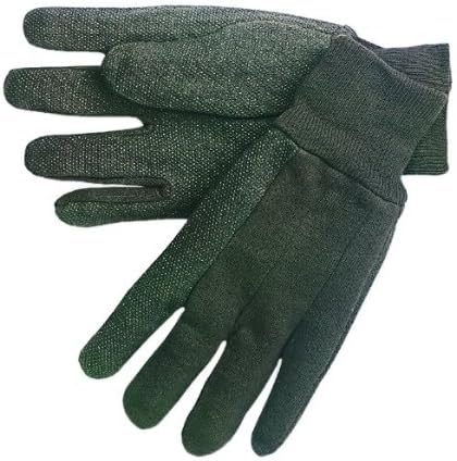MCR Safety 7810 Jersey Cotton Knit Gloves with Plastic Mini-Dotted Palm and Forefinger and Clute Pattern, Large, 1-Pair