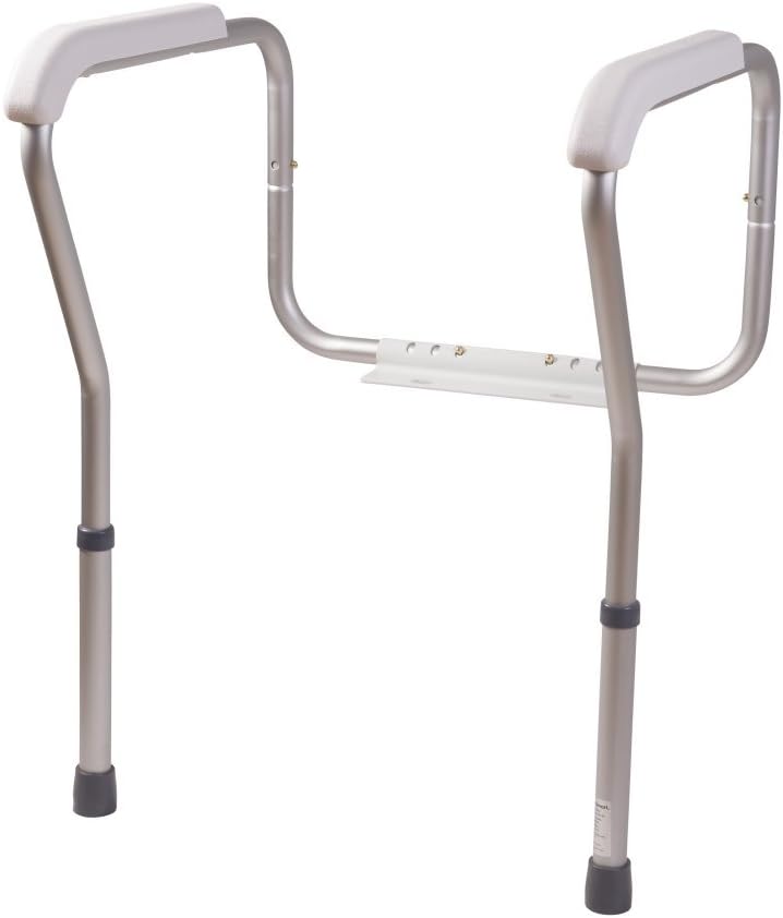 HealthSmart Adjustable Germ-Free Toilet Rails Safety Arms, 12inH x 27inW x 24inD, White